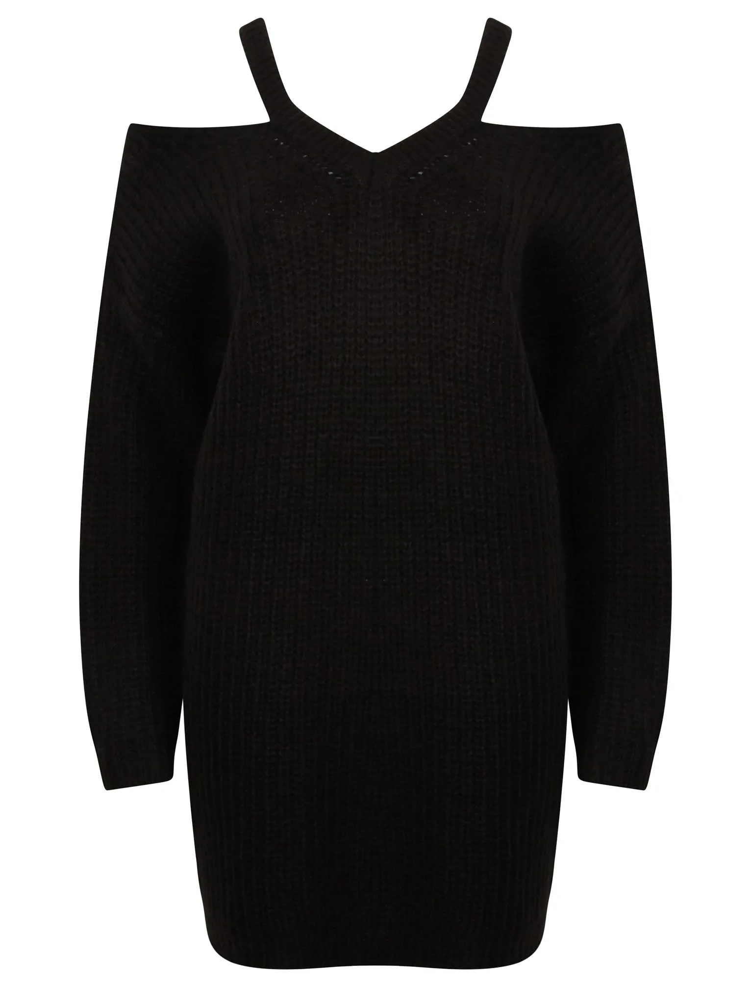Broad Church Split Shoulder Longline Knitted Jumper in Black - Tokyo Laundry sold by Tokyo Laundry