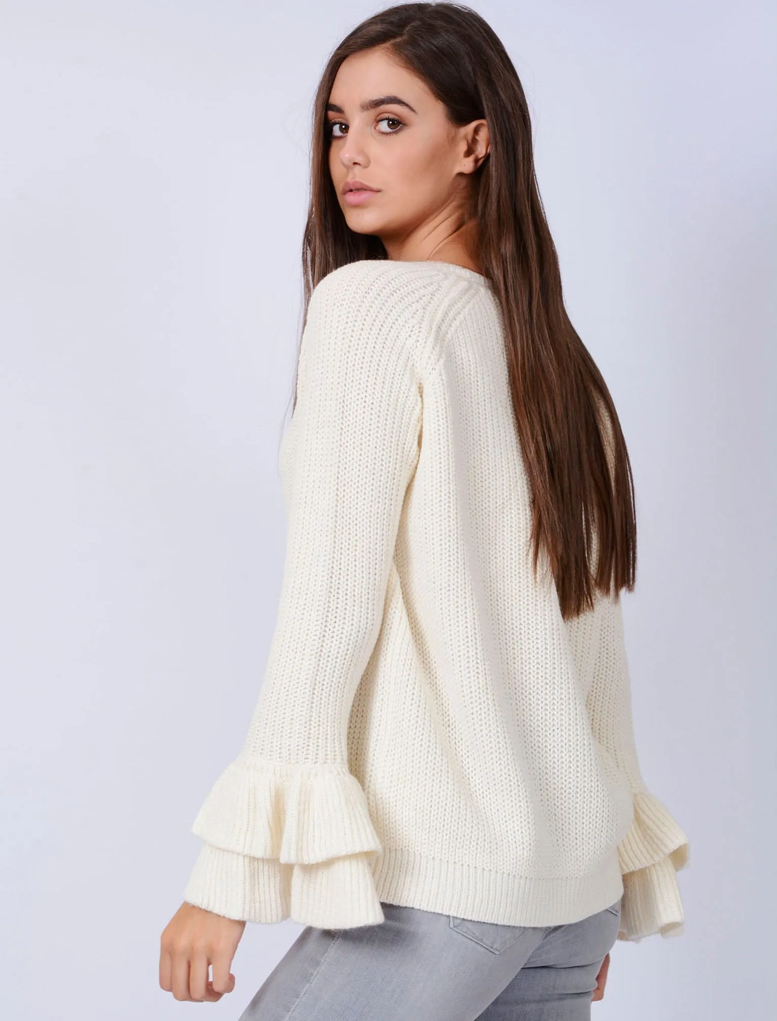 TL Ocean Jumper with Frill Sleeves in Clean Cream - Tokyo Laundry sold by Tokyo Laundry product image thumbnail 2