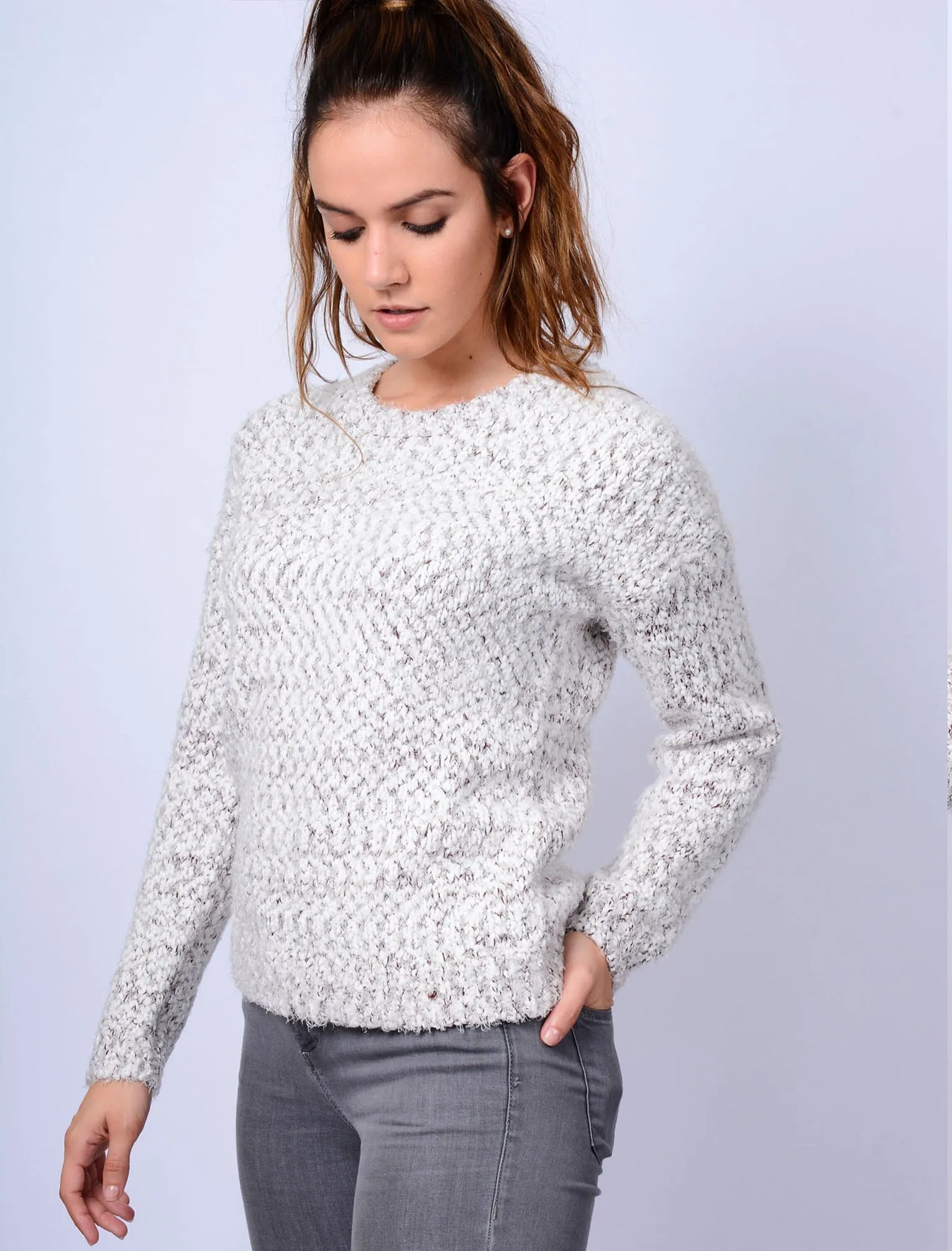 AR Nile Knitted Crew Neck Jumper in Burgundy - Amara Reya sold by Tokyo Laundry