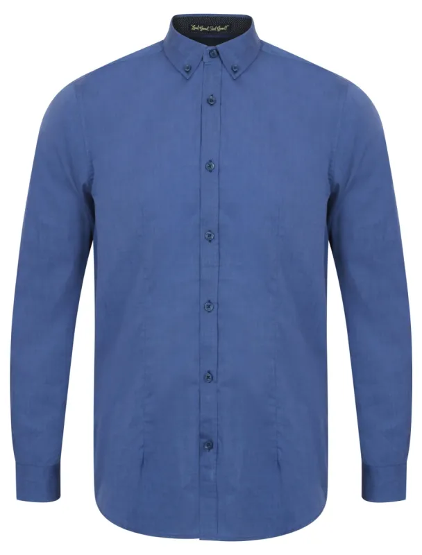 Salvador Long Sleeve Cotton Shirt in Deep Blue - Tokyo Laundry sold by Tokyo Laundry
