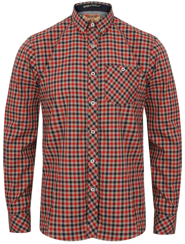 Montpellier Checked Long Sleeve Cotton Shirt in Rio Red - Tokyo Laundry sold by Tokyo Laundry