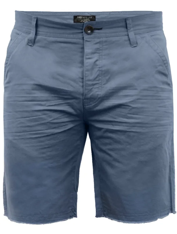 Chester Raw Hem Chino Shorts in Powder Blue made by Threadbare