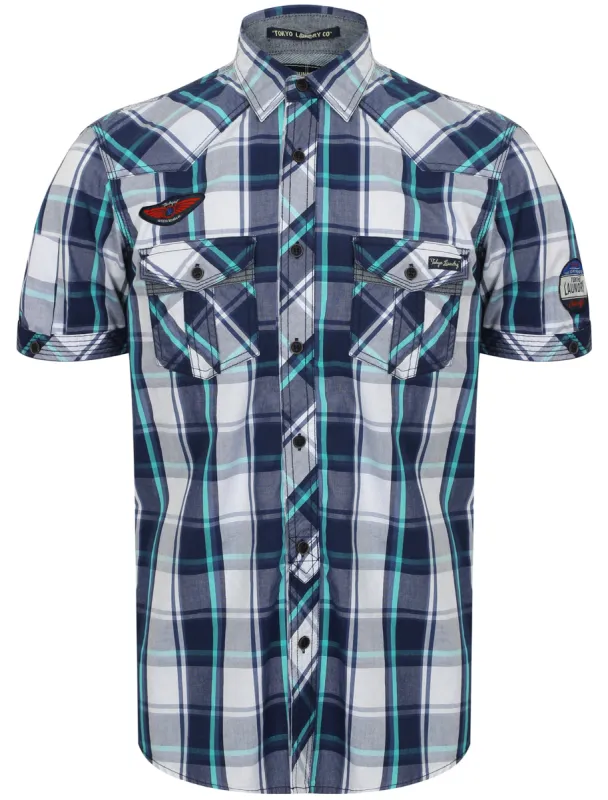 Toronto Short Sleeve Checked Shirt in Baltic Green - Tokyo Laundry sold by Tokyo Laundry