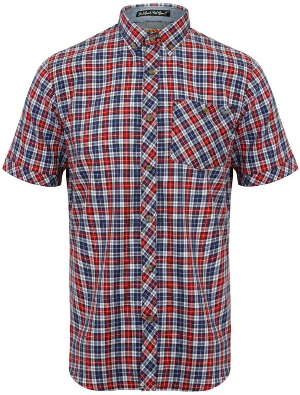 Kendry Short Sleeve Checked Shirt in Tango Red - Tokyo Laundry sold by Tokyo Laundry