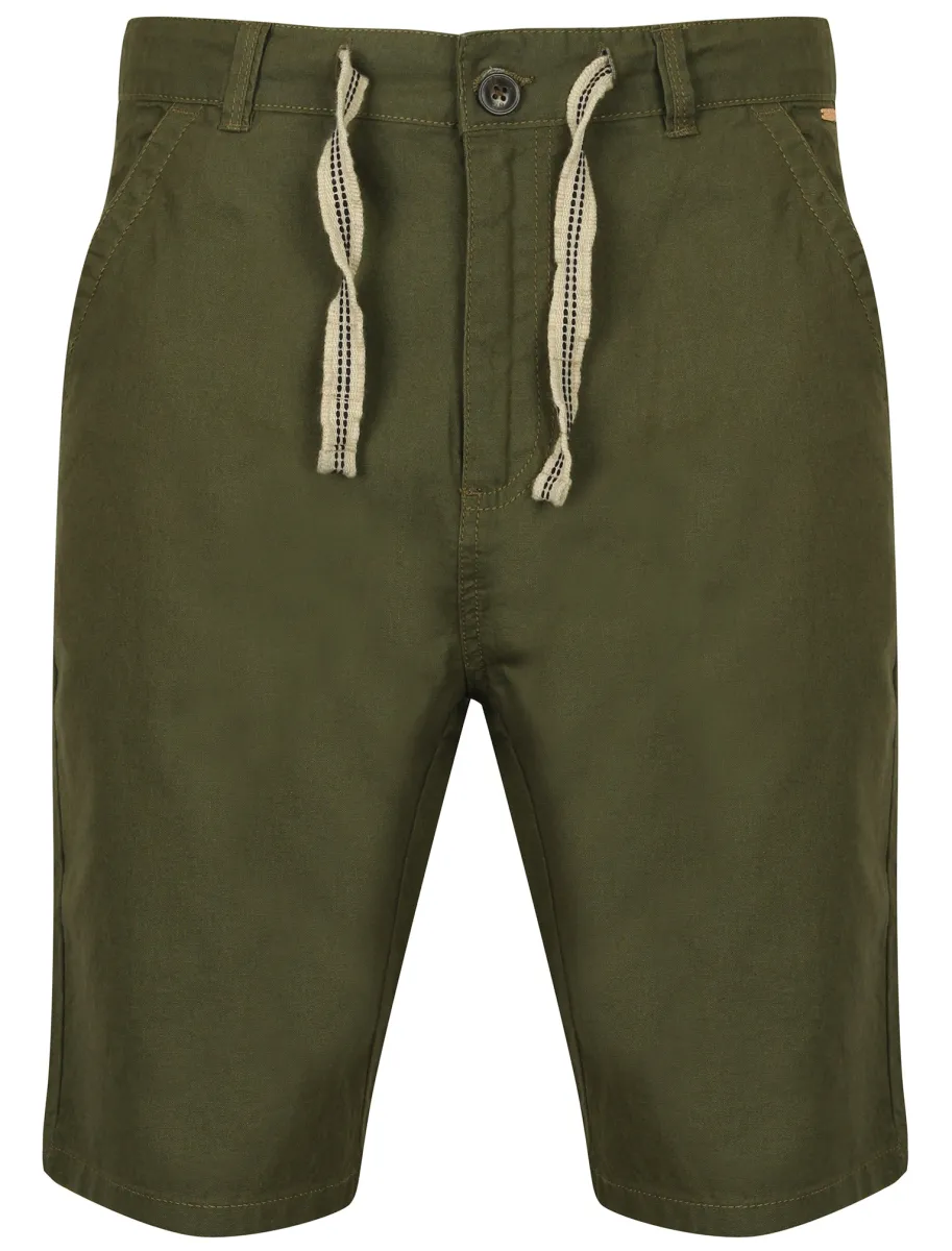 Shadow Drawstring Cotton Linen Shorts in Amazon Khaki - Tokyo Laundry sold by Tokyo Laundry