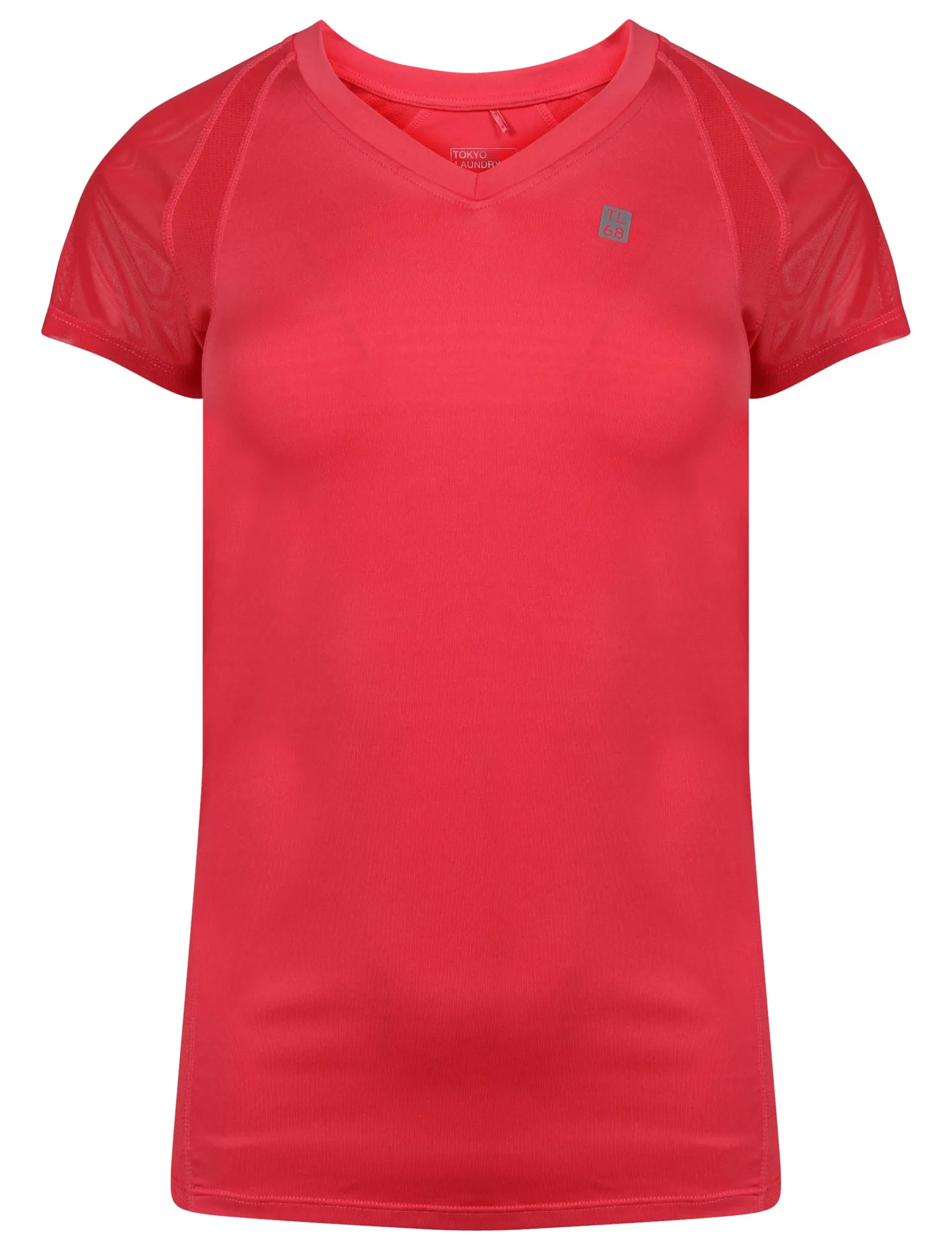 Retton Mesh Panel Stretch Jersey T-Shirt in Rouge Red - Tokyo Laundry Active sold by Tokyo Laundry