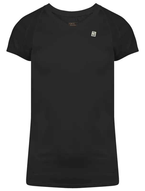 Retton Mesh Panel Stretch Jersey T-Shirt in Black - Tokyo Laundry Active sold by Tokyo Laundry