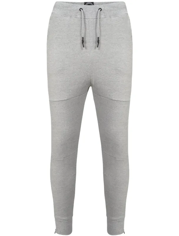 Winston Piqué Panel Cuffed Joggers in Light Grey Marl sold by Tokyo Laundry
