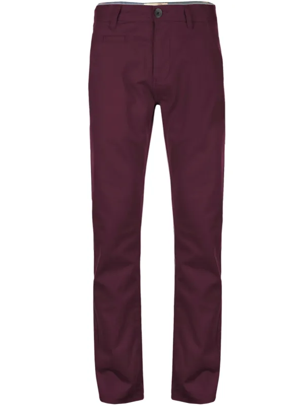 Flynn Cotton Twill Chino Trousers in Oxblood - Tokyo Laundry sold by Tokyo Laundry