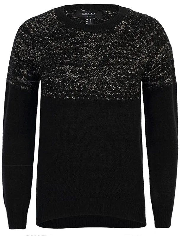 Carnation Knitted Jumper with Cross Stitch Gold Lurex Panel in Anthracite - Amara Reya sold by Tokyo Laundry