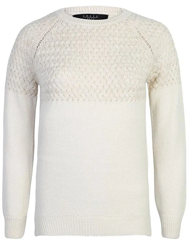 Carnation Knitted Jumper with Cross Stitch Gold Lurex Panel in Pearled Ivory - Amara Reya sold by Tokyo Laundry