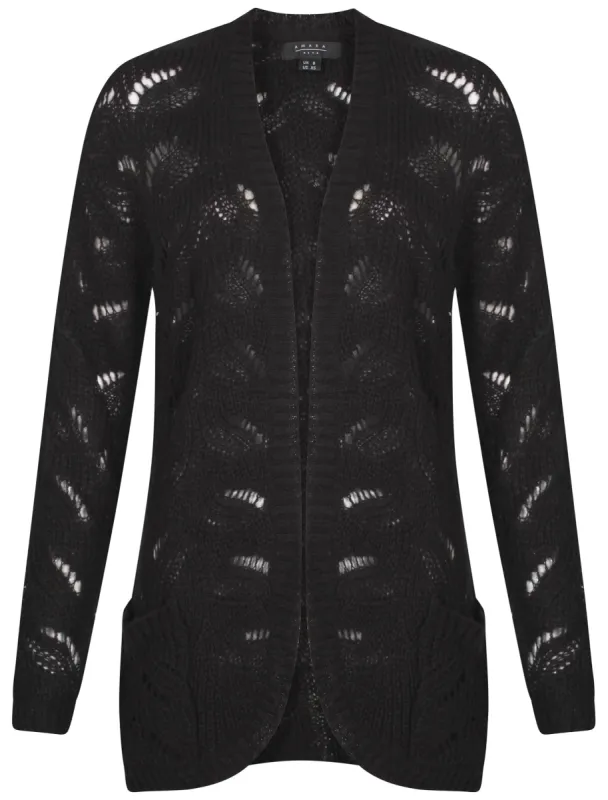 Womens Amara Reya Lilac Cardigan in black sold by Tokyo Laundry
