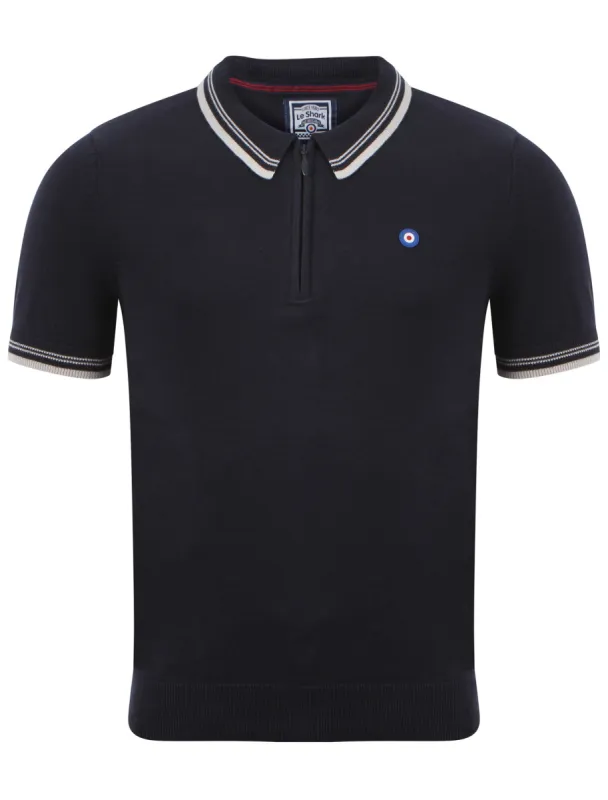 Le Shark Parker navy knitted polo shirt sold by Tokyo Laundry