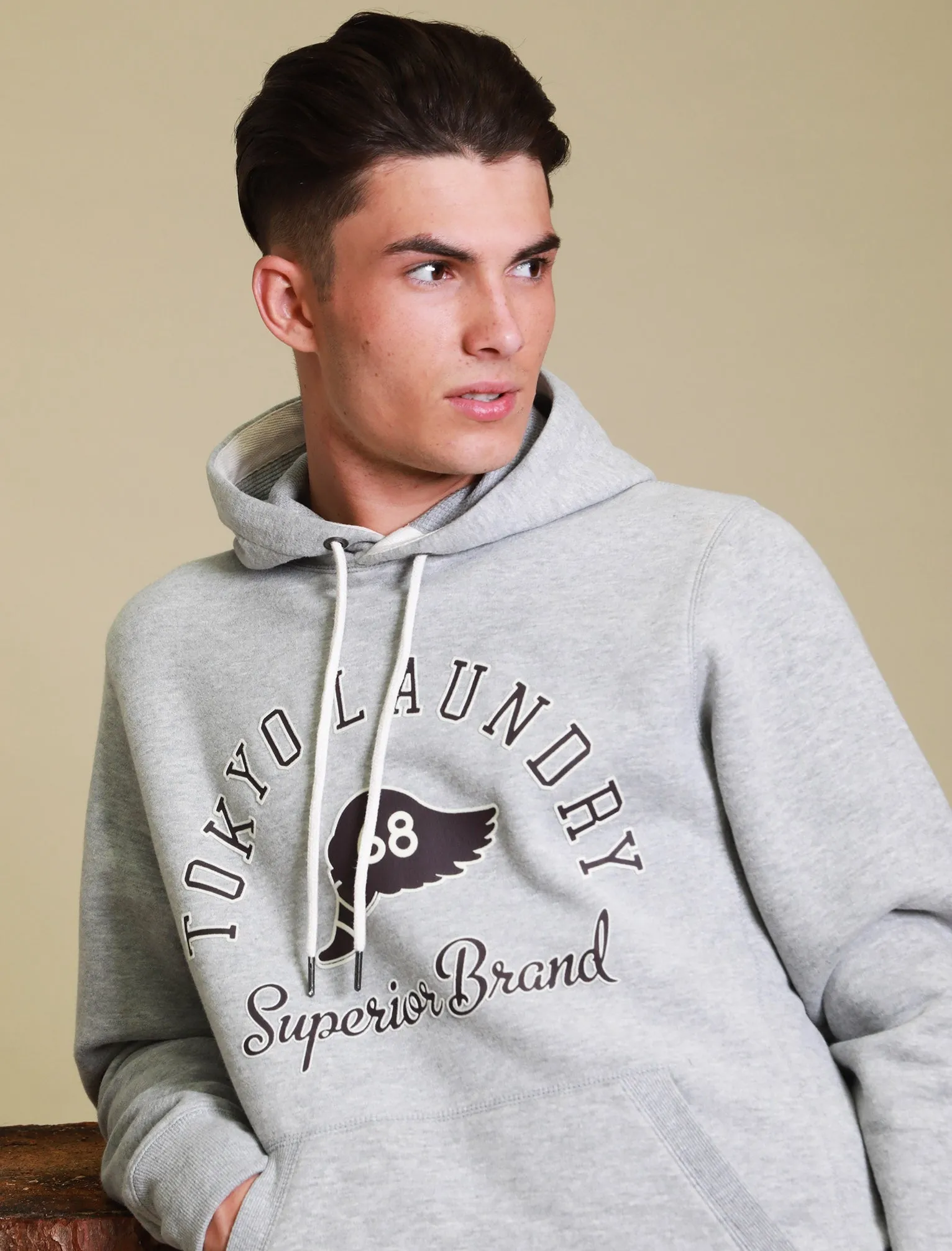 Nocona Brush Back Fleece Pullover Hoodie In Light Grey Marl - Tokyo Laundry sold by Tokyo Laundry product image thumbnail 4