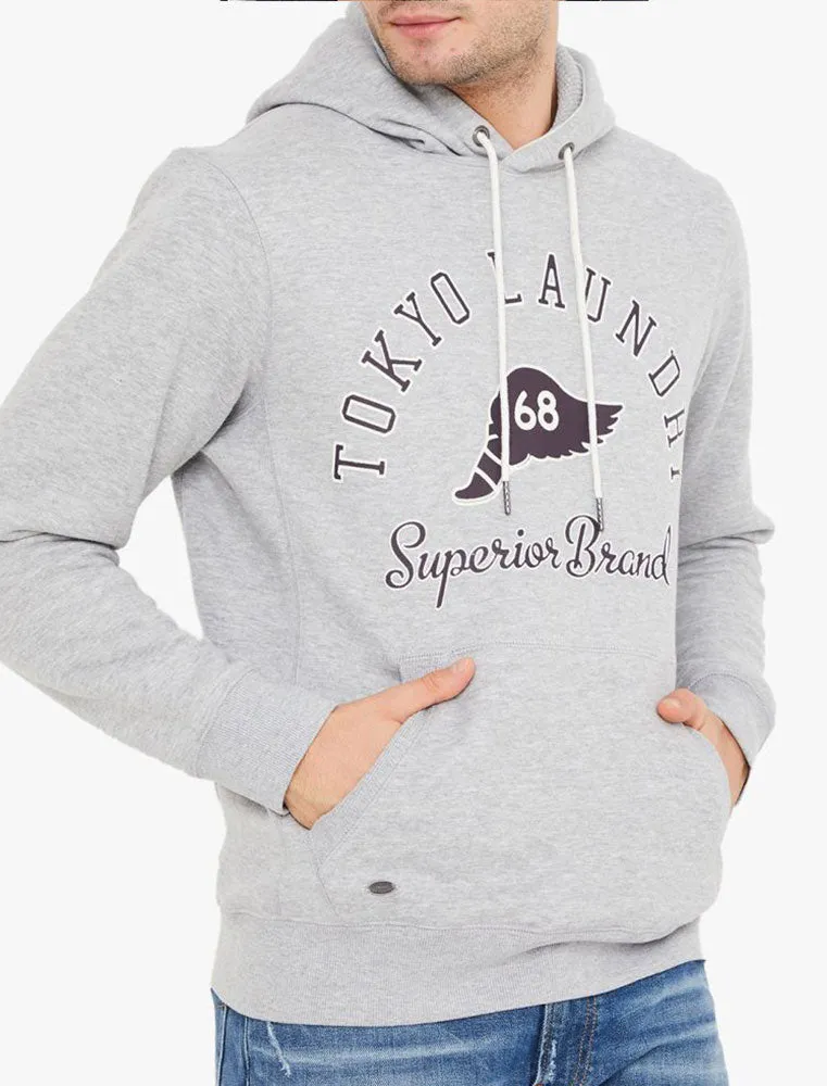 Nocona Brush Back Fleece Pullover Hoodie In Light Grey Marl - Tokyo Laundry sold by Tokyo Laundry