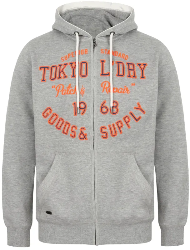 Harper Brush Back Fleece Zip Through Hoodie In Light Grey Marl - Tokyo Laundry sold by Tokyo Laundry