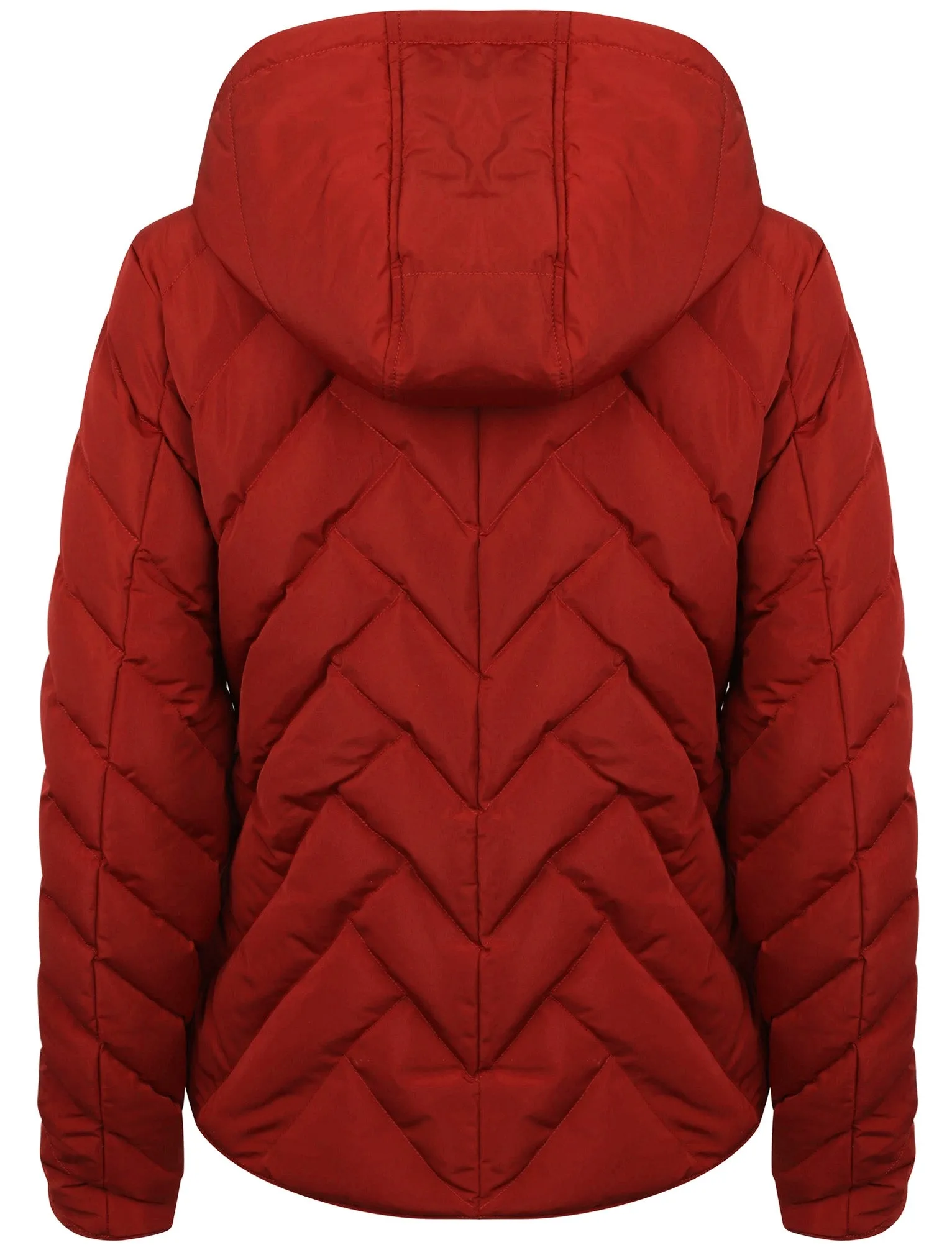 Chateau Zig Zag Quilted Hooded Puffer Jacket in Merlot - Tokyo Laundry sold by Tokyo Laundry product image thumbnail 2