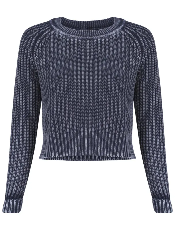 Womens Amara Reya Fern Crew Neck Jumper in Navy Blue sold by Tokyo Laundry