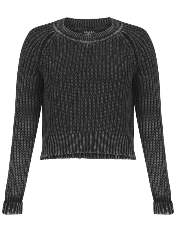 Womens Amara Reya Fern Crew Neck Jumper in Anthracite sold by Tokyo Laundry