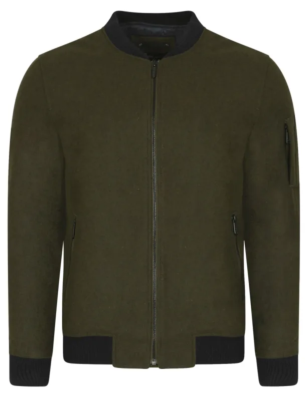 Begonia Wool Blend Bomber Jacket in Khaki - Dissident sold by Tokyo Laundry
