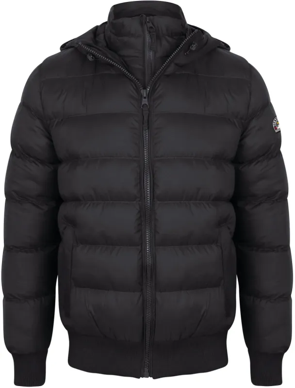 Proctor Layered Quilted Puffer Jacket with Hood in Navy - Tokyo Laundry sold by Tokyo Laundry