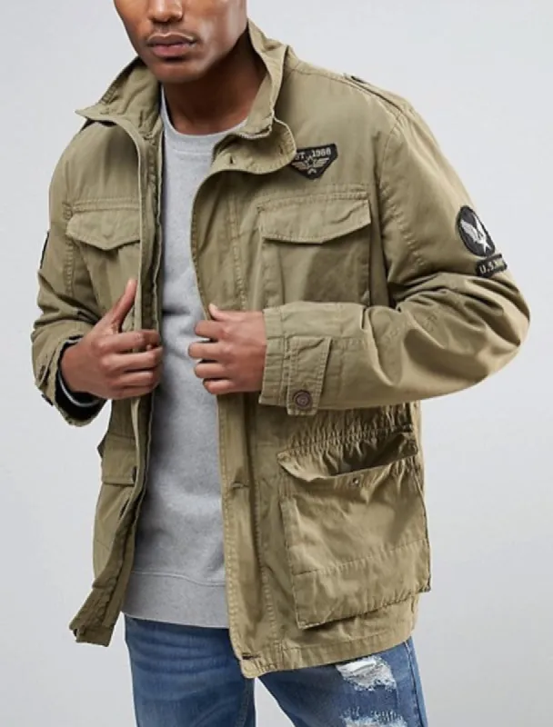 Jenkinson Cotton Military Jacket with Badges in Stone - Tokyo Laundry sold by Tokyo Laundry