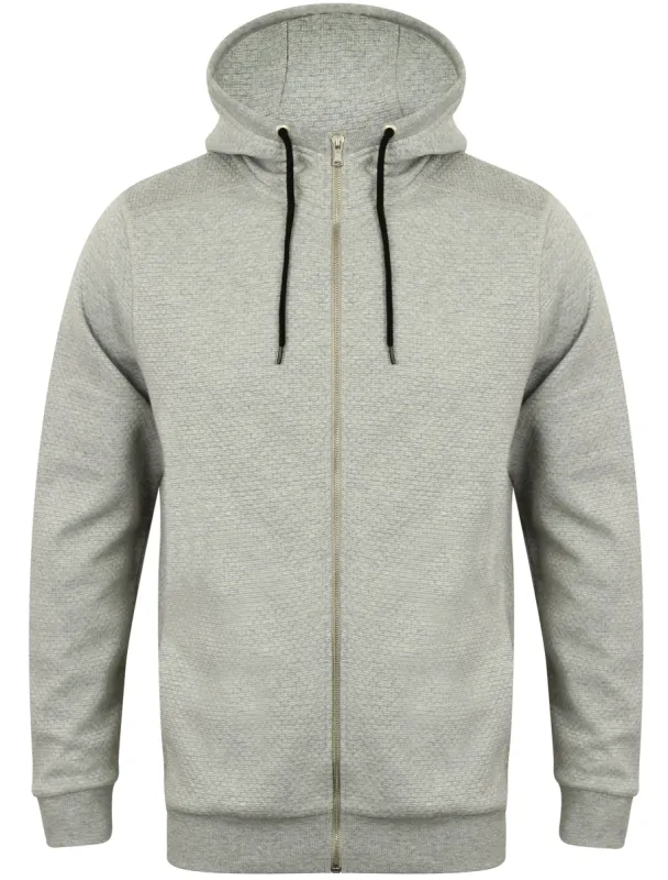 Foreland Textured Fleece Zip Through Hoodie in Light Grey Marl - Dissident sold by Tokyo Laundry