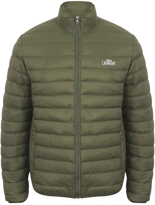 Tabor Quilted Puffer Jacket in Thyme Green - Tokyo Laundry sold by Tokyo Laundry