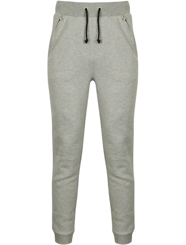 Flaxman Textured Fleece Cuffed Joggers in Light Grey Marl - Dissident sold by Tokyo Laundry