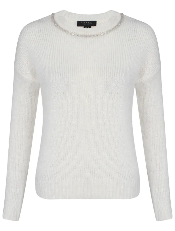 Womens Amara Reya Teasel Crew Neck Jumper in Ivory sold by Tokyo Laundry