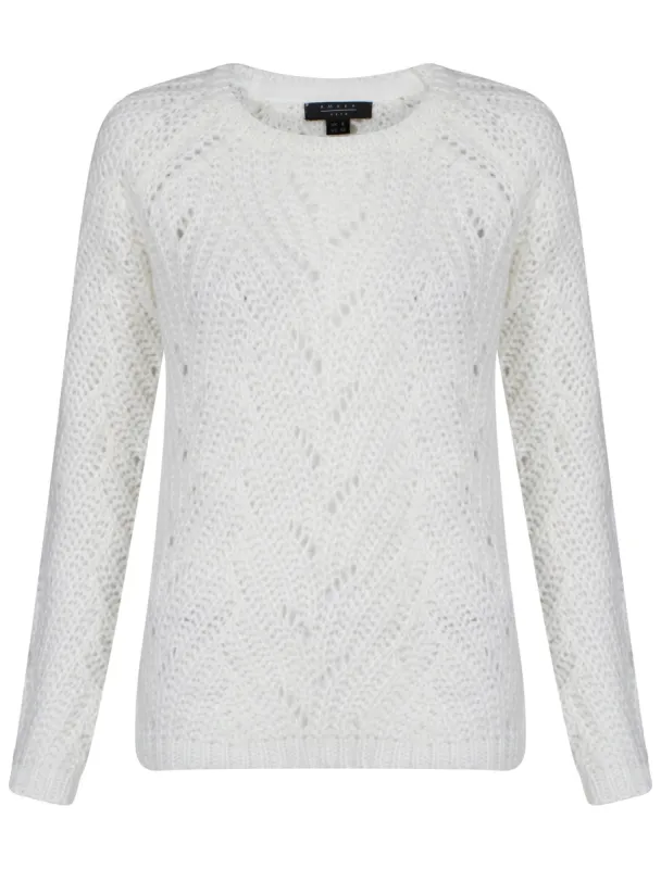 Womens Amara Reya Orange Blossom Textured Knit Jumper in Ivory sold by Tokyo Laundry