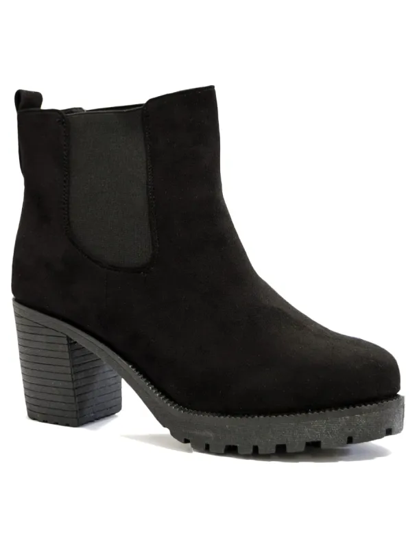 Gabi black suede high heeled Chelsea boots sold by Tokyo Laundry
