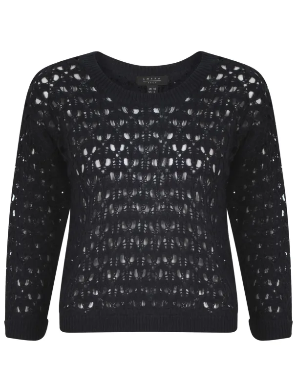 Amara Reya Jerry navy lace knit jumper sold by Tokyo Laundry