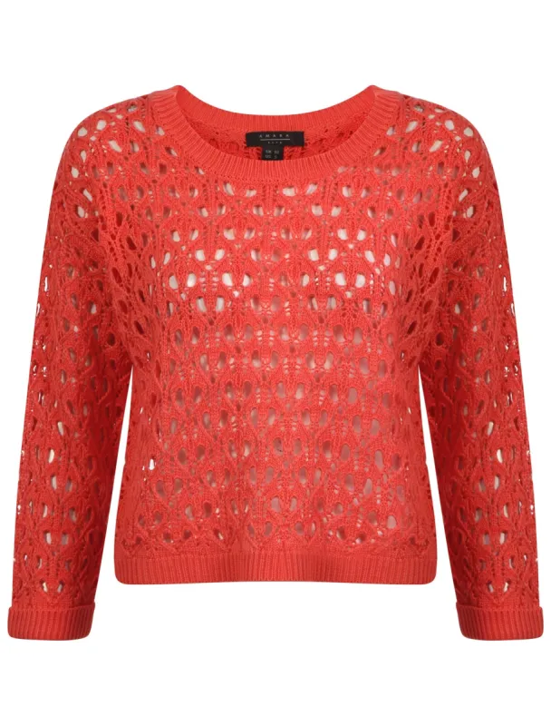 Amara Reya Jerry orange lace knit jumper sold by Tokyo Laundry