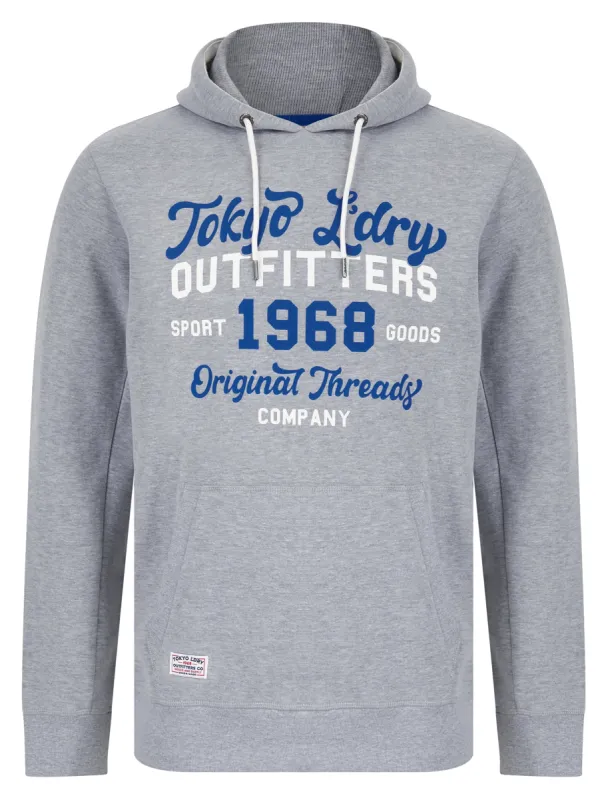 Abatt Motif Brushback Fleece Pullover Hoodie in Light Grey Marl - Tokyo Laundry sold by Tokyo Laundry