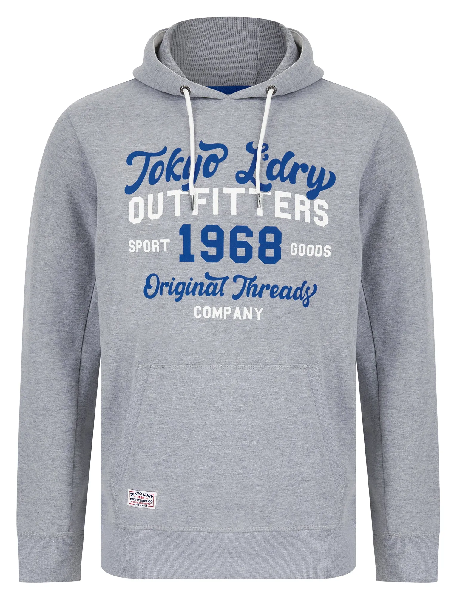 Abatt Motif Brushback Fleece Pullover Hoodie in Light Grey Marl - Tokyo Laundry sold by Tokyo Laundry