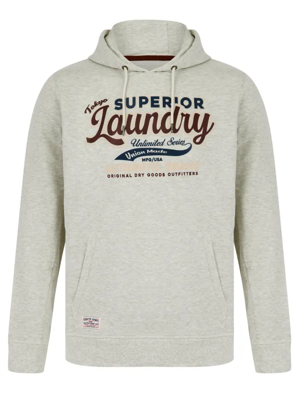 Clarence Graphic Motif Brushback Fleece Pullover Hoodie in Oatmeal Marl - Tokyo Laundry sold by Tokyo Laundry