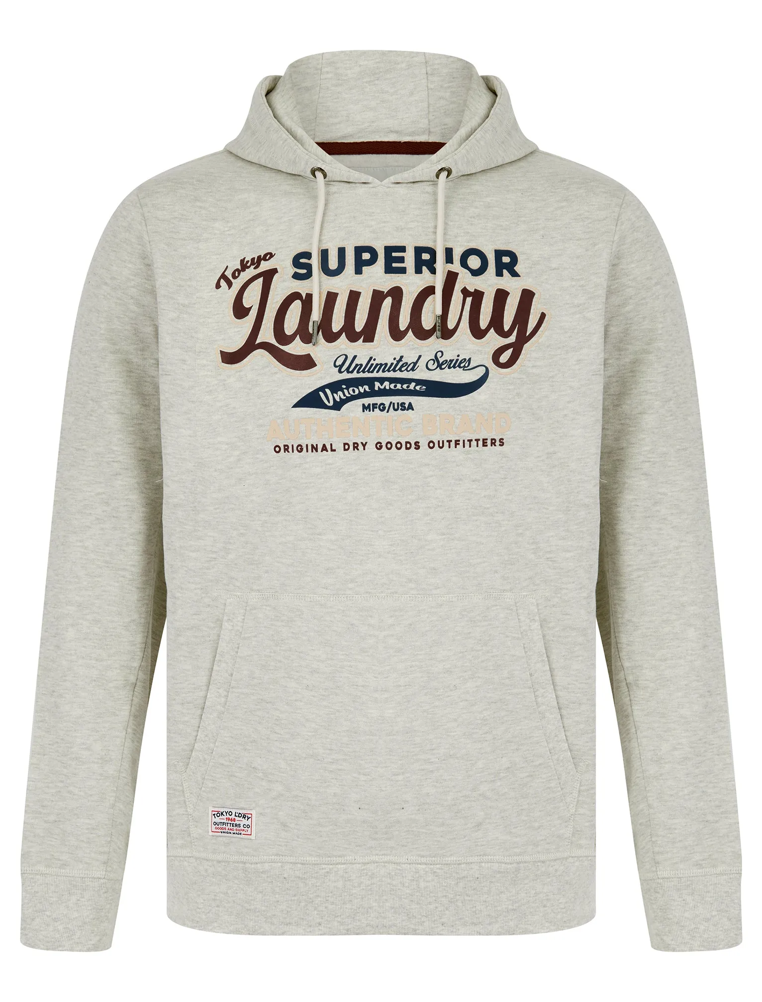 Clarence Graphic Motif Brushback Fleece Pullover Hoodie in Oatmeal Marl - Tokyo Laundry sold by Tokyo Laundry