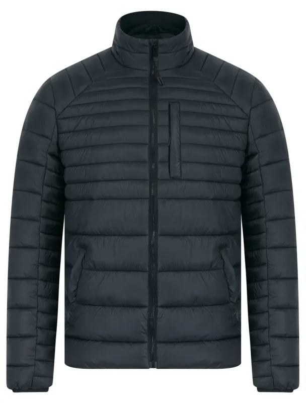 Ector Mult-Pocket Funnel Neck Quilted Puffer Jacket with Fleece Lined Collar in Charcoal - Tokyo Laundry sold by Tokyo Laundry