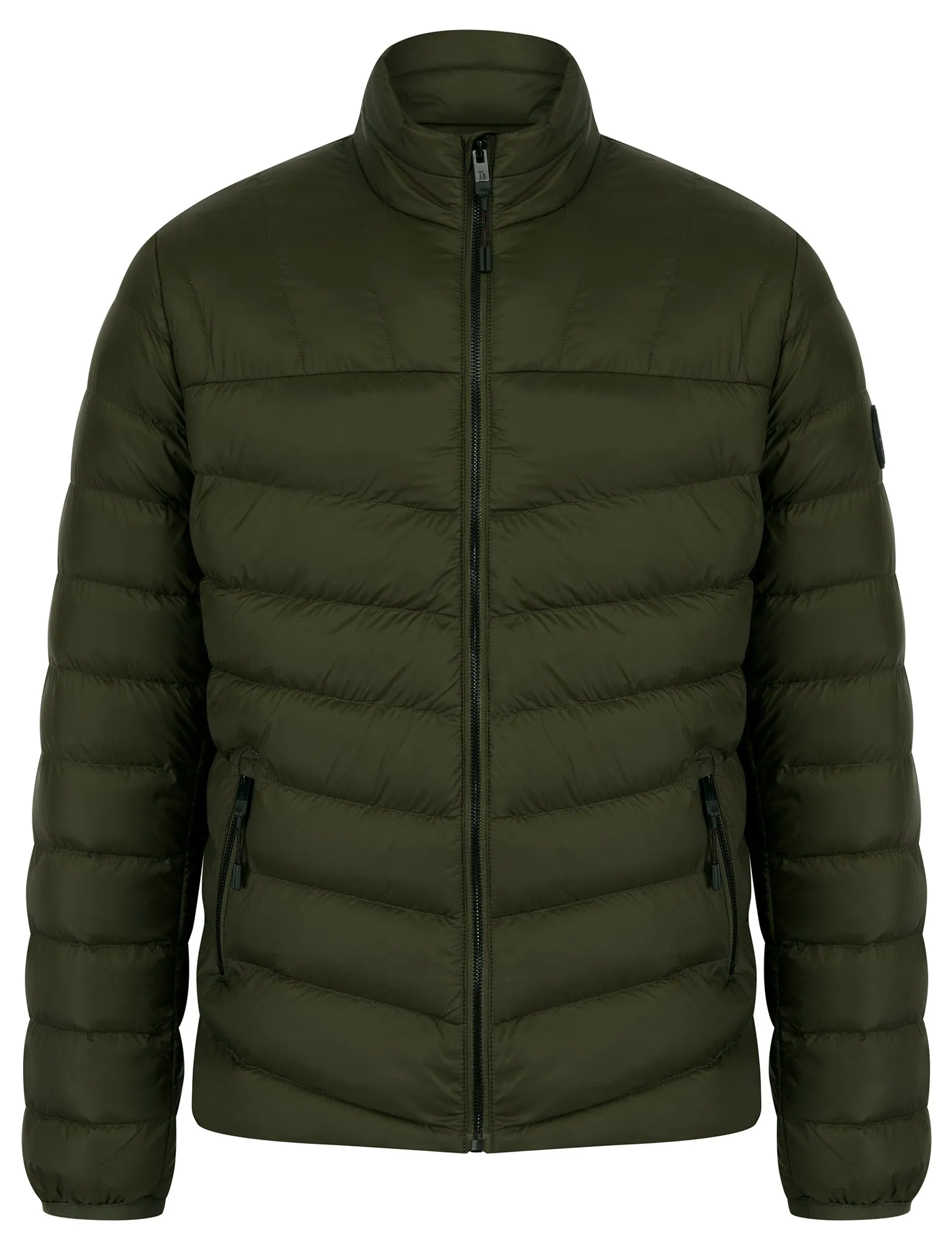 Eastwood Funnel Neck Quilted Puffer Jacket with Fleece Lined Collar in Khaki - Tokyo Laundry sold by Tokyo Laundry
