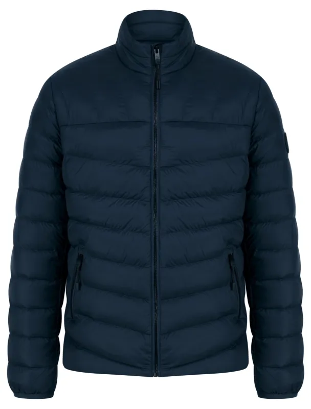 Eastwood Funnel Neck Quilted Puffer Jacket with Fleece Lined Collar in Sky Captain Navy - Tokyo Laundry sold by Tokyo Laundry