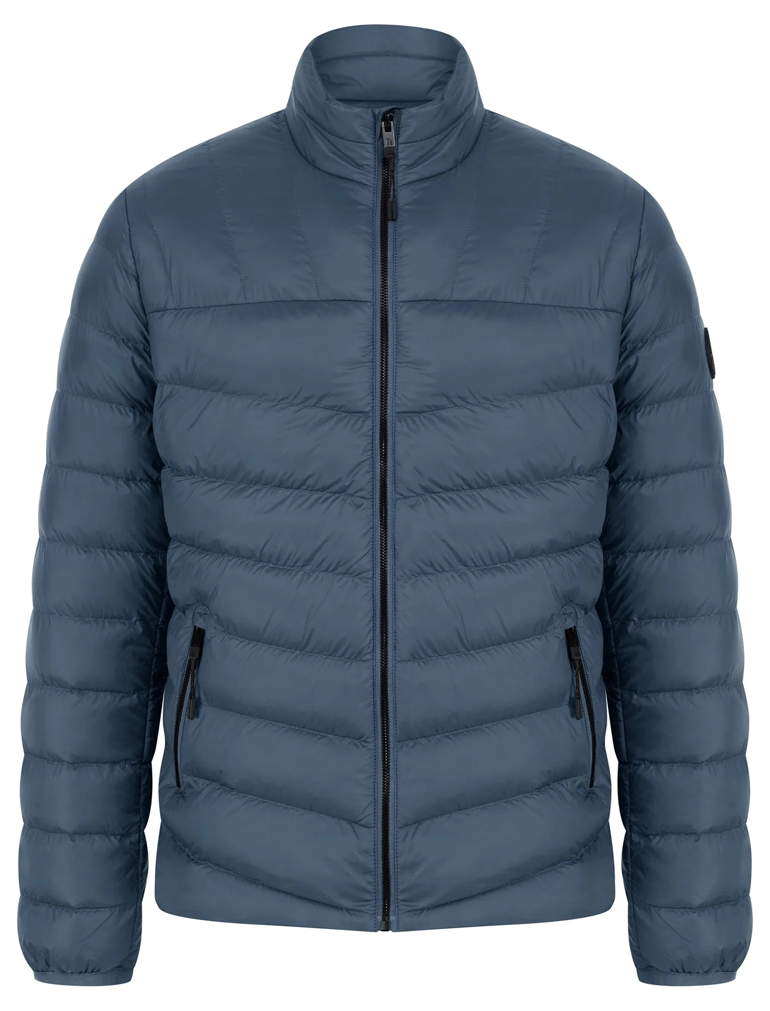 Eastwood Funnel Neck Quilted Puffer Jacket with Fleece Lined Collar in Slate Blue - Tokyo Laundry sold by Tokyo Laundry