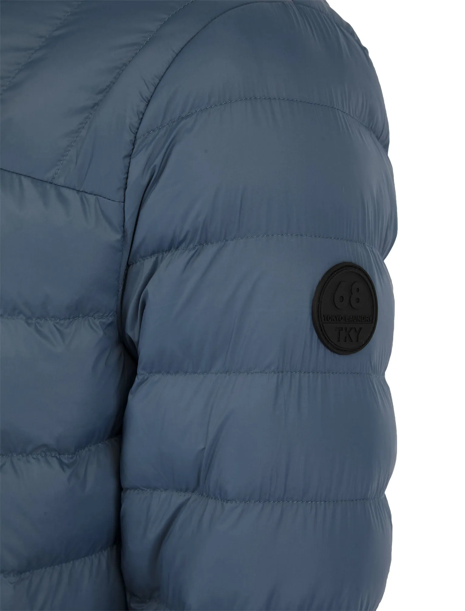 Eastwood Funnel Neck Quilted Puffer Jacket with Fleece Lined Collar in Slate Blue - Tokyo Laundry sold by Tokyo Laundry product image thumbnail 3