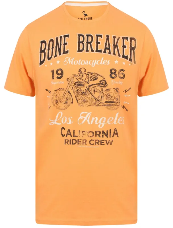 Bone Breaker Motif Cotton T-Shirt In Pumpkin Peach - South Shore sold by Tokyo Laundry