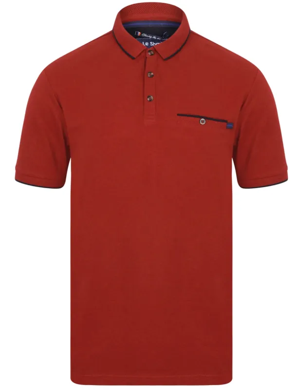Lanyard Cotton Pique Polo Shirt with Pocket In Red - Le Shark sold by Tokyo Laundry