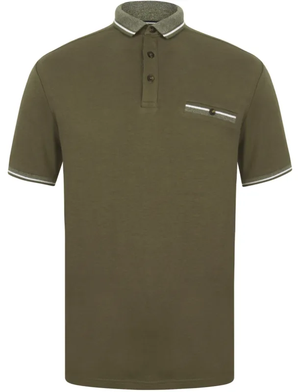 Marybank 2 Cotton Polo Shirt with Tipping In Grape Leaf - Kensington Eastside sold by Tokyo Laundry