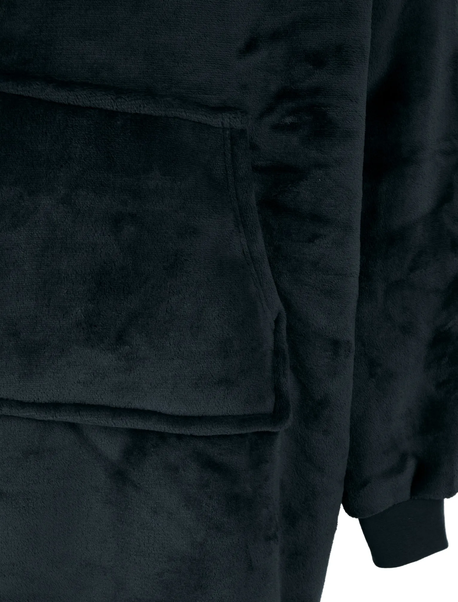 Adult Grizzly Soft Fleece Borg Lined Oversized Hooded Blanket with Pocket in Jet Black - Tokyo Laundry sold by Tokyo Laundry product image thumbnail 3