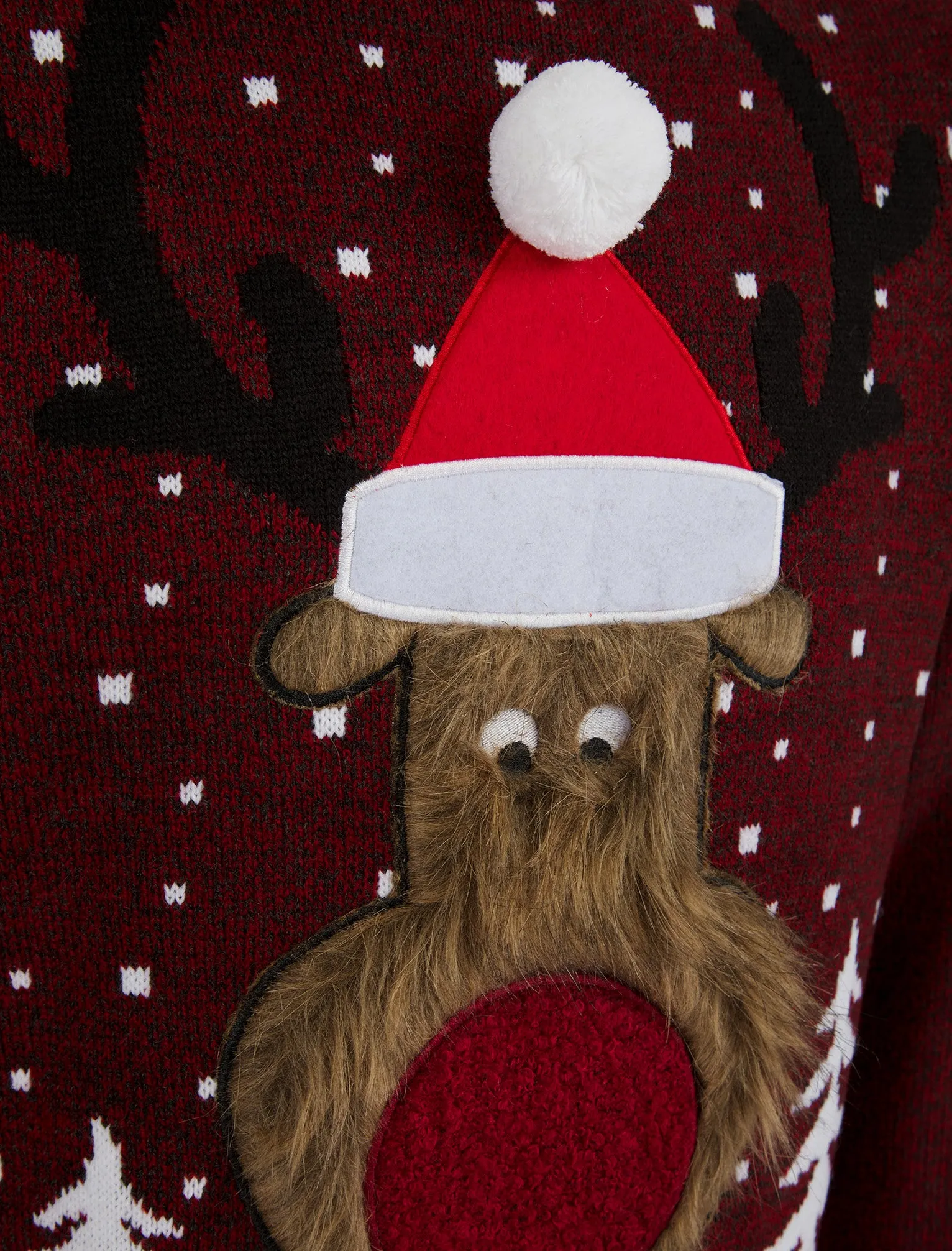 Men's Deerer Motif Novelty Christmas Jumper in Christmas Red / Charcoal Twist - Merry Christmas sold by Tokyo Laundry product image thumbnail 3