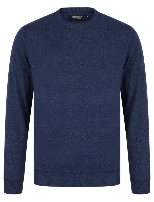 Barney 2 Crew Neck Birdseye Pique Jumper in Blue - Kensington Eastside sold by Tokyo Laundry