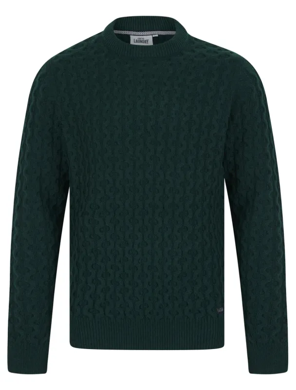 Nonso Wool Blend Chunky Cable Knitted Jumper in Evergreen - Tokyo Laundry sold by Tokyo Laundry